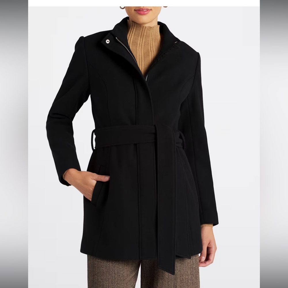41 Hawthorn Ava Black Coat with Belt